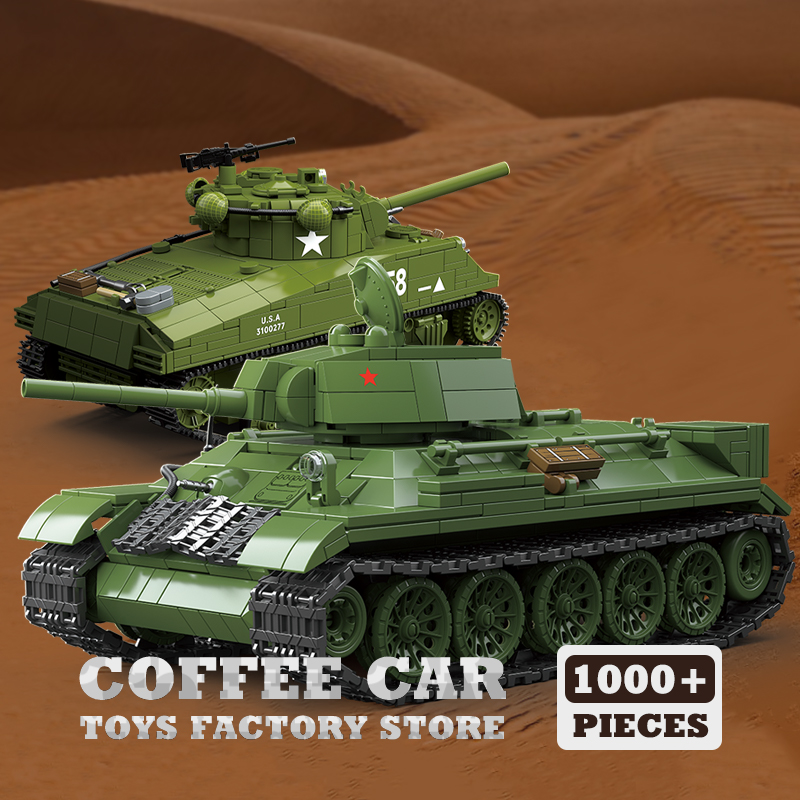 Lego Compatible Military Tank - مكعبات بناء دبابة متوسطة M4A3 وسيارات