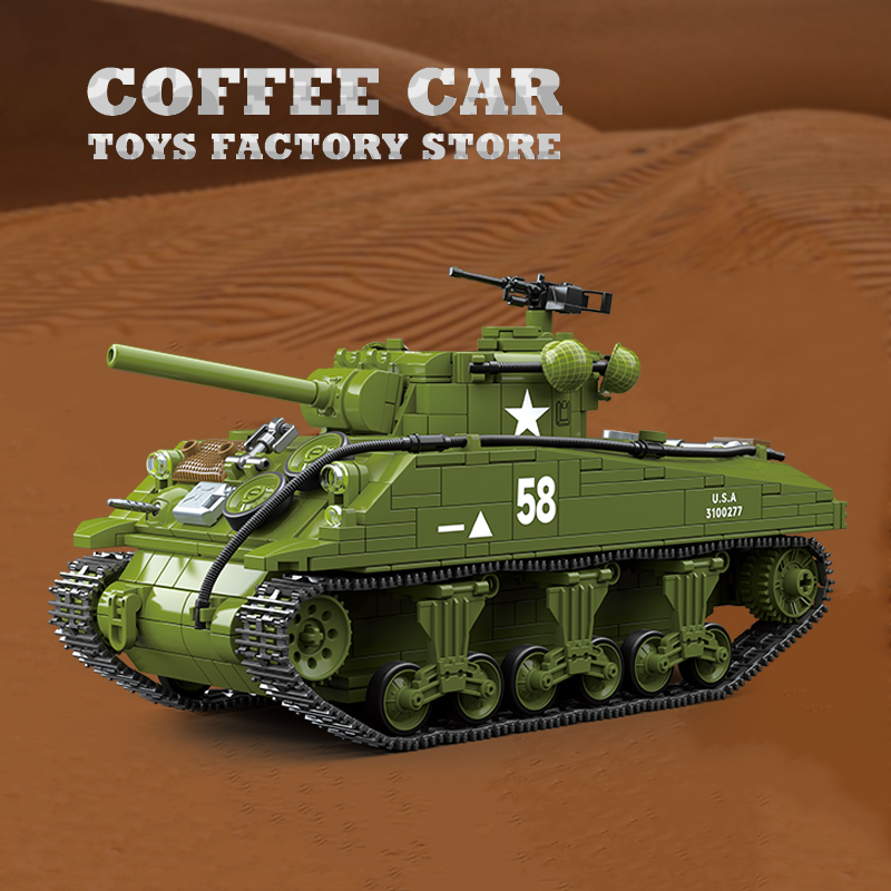 مكعبات بناء دبابة متوسطة M4A3  - مراجعة Lego Compatible Military Tank وسعره
